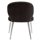 Piermount Black Velvet Dining Chair with Silver Finish Legs