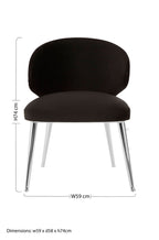 Piermount Black Velvet Dining Chair with Silver Finish Legs