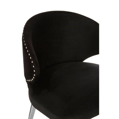 Piermount Black Velvet Dining Chair with Silver Finish Legs