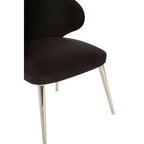 Piermount Black Velvet Dining Chair with Silver Finish Legs