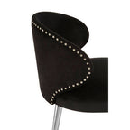 Piermount Black Velvet Dining Chair with Silver Finish Legs
