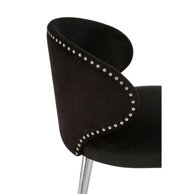 Piermount Black Velvet Dining Chair with Silver Finish Legs