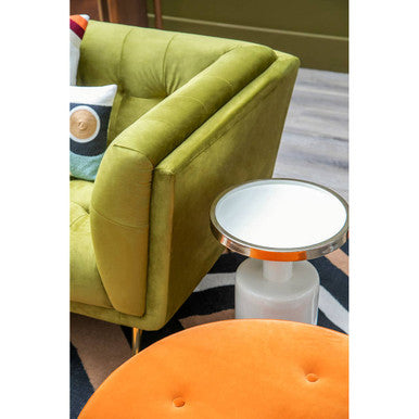 Manhattan Orange Velvet Footstool
