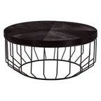 Kensington Townhouse Black Hair on Leather Round Coffee Table