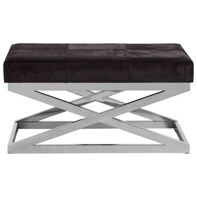 Hair on Leather Cross Base Bench | Kensington Townhouse