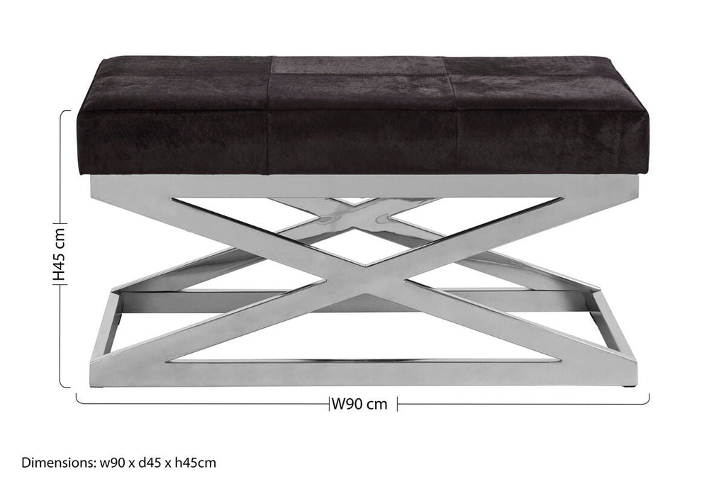 Hair on Leather Cross Base Bench | Kensington Townhouse