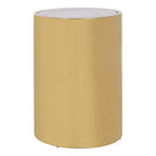 Carlox White Marble Effect and Gold Finish Round Side Table