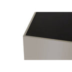 Corner of a black and gray rectangular object on a white background