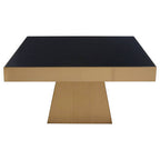 Carlox Black Glass and Gold Finish Square Coffee Table
