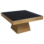 Carlox Black Glass and Gold Finish Square Coffee Table