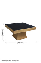 Carlox Black Glass and Gold Finish Square Coffee Table