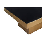 Carlox Black Glass and Gold Finish Square Coffee Table