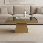 Carlox Black Glass and Gold Finish Square Coffee Table