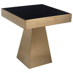 Carlox Black Glass and Gold Finish Square Side Table