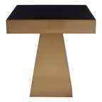 Carlox Black Glass and Gold Finish Square Side Table