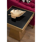 Carlox Black Glass and Gold Finish Square Side Table