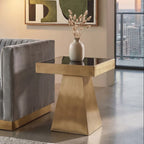 Carlox Black Glass and Gold Finish Square Side Table