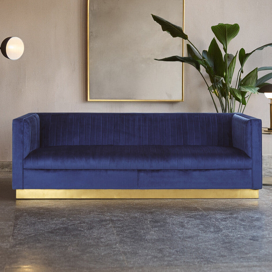 3 Seater Deep Blue Sofa, Opal