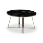 Alvaro Black Marble and Silver Finish Round Coffee Table