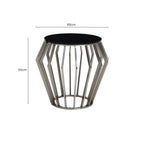 Ackley Black Glass and Silver Finish Round Side Table