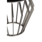 Ackley Black Glass and Silver Finish Round Side Table