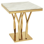 Arenza White Marble Side Table with Gold Finish Frame