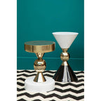 Martini White and Black Gold Finish Hourglass Side Table
