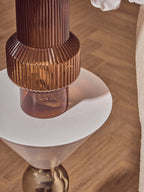 Martini White and Black Gold Finish Hourglass Side Table