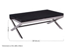 Square Black Wood and Clear Glass Top Coffee Table with Silver Cross Base | Kerala