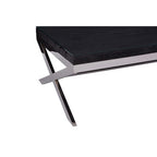 Square Black Wood and Clear Glass Top Coffee Table with Silver Cross Base | Kerala