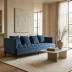 3 Seater Navy Fabric Sofa, Sefira