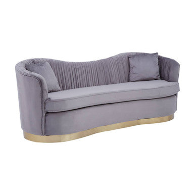 3 Seater Grey Pleated Velvet Sofa, Franza
