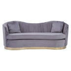 3 Seater Grey Pleated Velvet Sofa, Franza