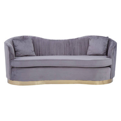 3 Seater Grey Pleated Velvet Sofa, Franza