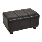 Black Leather Bench with Teak Wood Legs | Inca