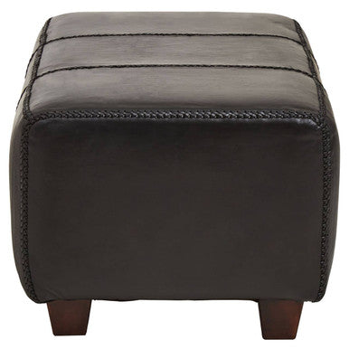 Black Leather Bench with Teak Wood Legs | Inca