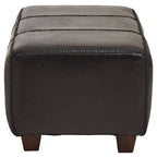 Black Leather Bench with Teak Wood Legs | Inca
