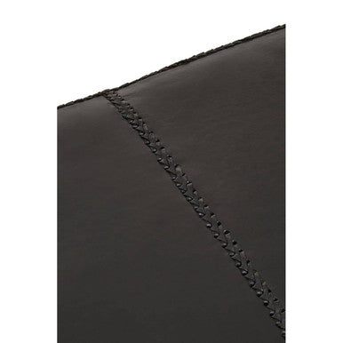 Black Leather Bench with Teak Wood Legs | Inca