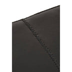 Black Leather Bench with Teak Wood Legs | Inca