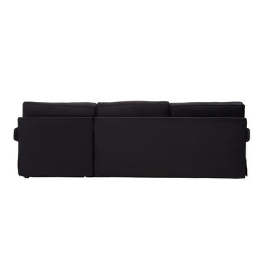 3 Seater Black Velvet Right Chaise Sofa, Ralph