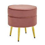 Round Dusty Pink Velvet Gold Leg Footstool | Tamra