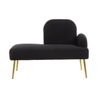 Heather Black Linen Effect Right Hand Chaise Longue