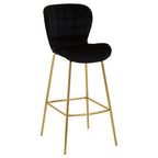 Warton Black Velvet Quilted Bar Chair