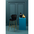 Warton Black Velvet Quilted Bar Chair