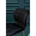 Warton Black Velvet Quilted Bar Chair