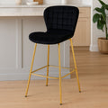 Warton Black Velvet Quilted Bar Chair