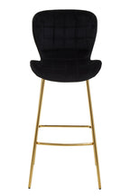 Warton Black Velvet Quilted Bar Chair
