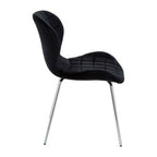 Warton Black Velvet Quilted Dining Chair