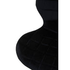 Black quilted chair with diamond pattern on a white background