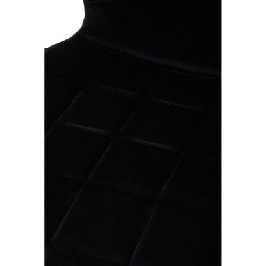 Black quilted jacket with a close-up of the texture on a white background